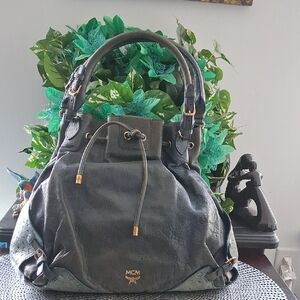 MCM Limited Edition Teal Greenish Blue Leather Shoulder Bag